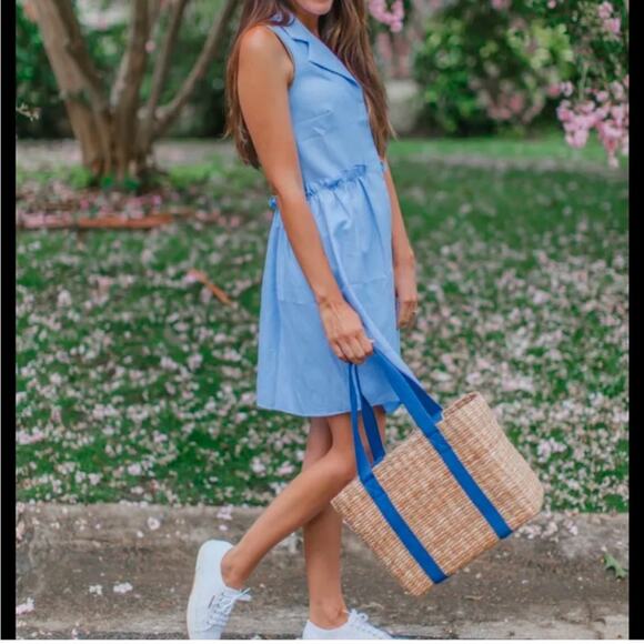 Tuckernuck Oxford Blue Sleeveless Royal Shirt Dress Medium - Picture 1 of 9